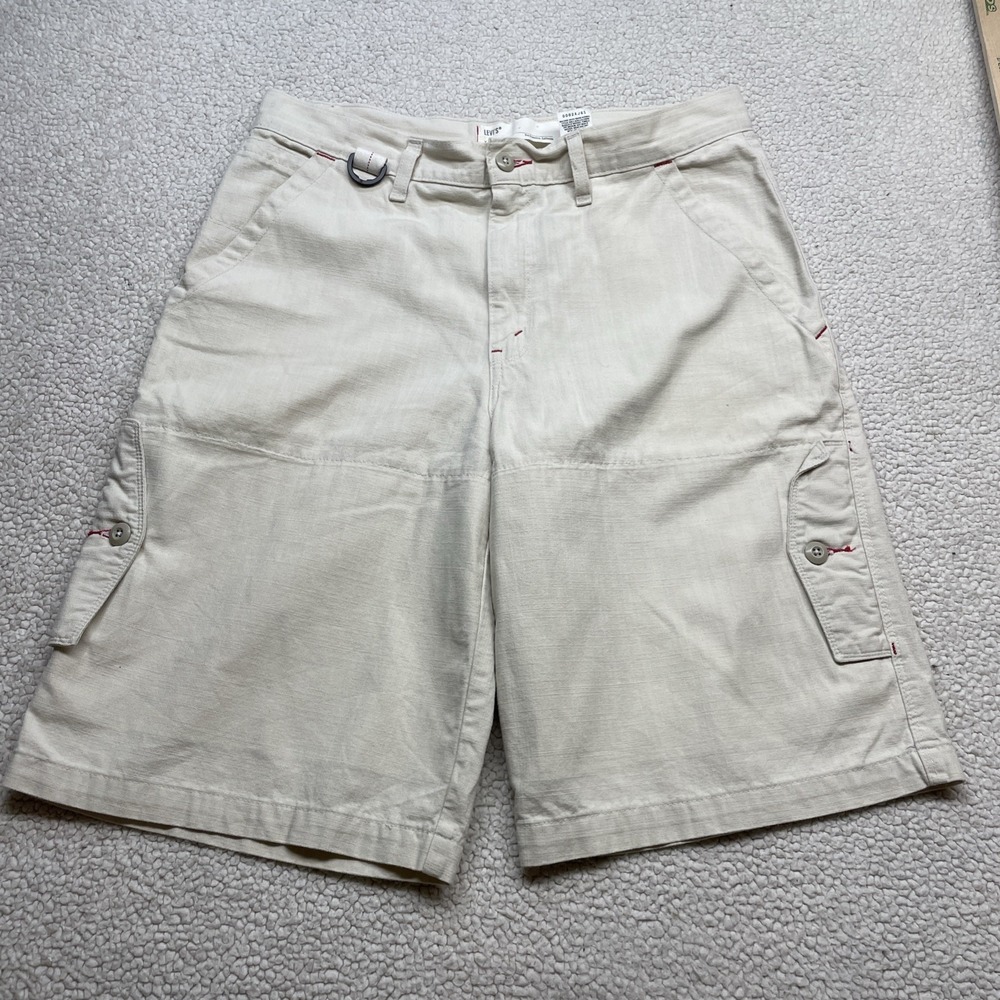 Levis Cargo Shorts Mens 34 Beige 0002AJ61 Cotton Canvas Utility D-Ring Pocket